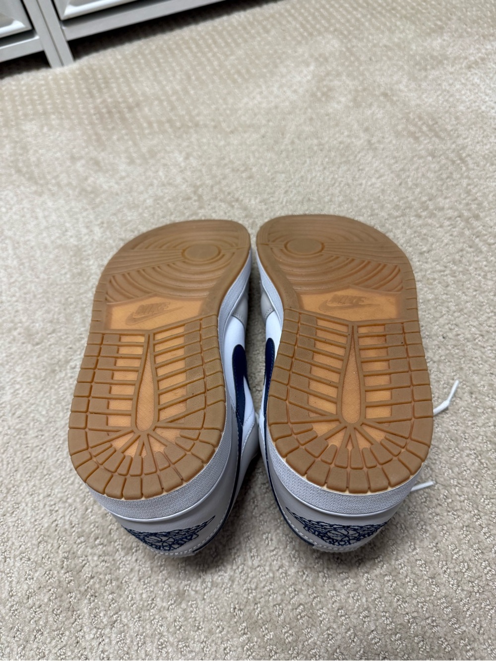 Nike Air Jordan Dunk low Sneakers — White & Light Gray with Navy - Picture 7 of 7
